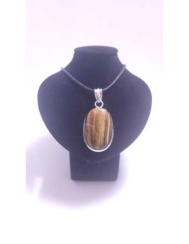 Pendentif cerclé argent en Oeil de tigre 17g - encens.business