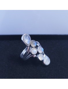 Bague réglable grappe en argent et Pierre de lune 2