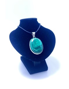Pendentif cerclé argent en Malachite 4g - encens.business