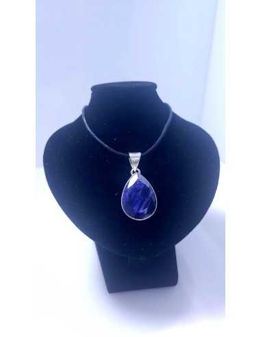 Pendentif cerclé argent en Saphir facetté 8g - encens.business