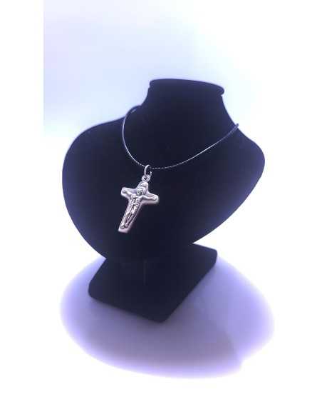 Médaille Croix de Jésus en métal argenté - encens.business