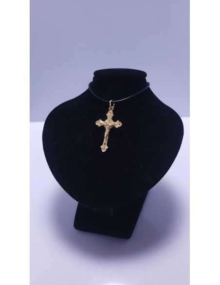 Médaille Croix de Jésus en métal doré | encens.business