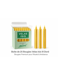 Bougies Velas Isis III Doré – Lot de 25 bougies rituelles