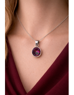Pendentif cerclé argent en Topaze mystique faceté - encens.business 2