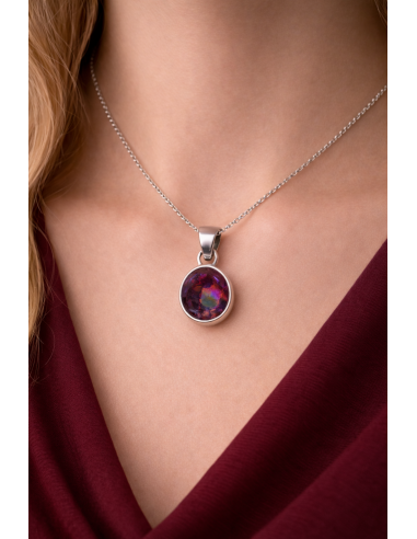 Pendentif cerclé argent en Topaze mystique faceté - encens.business