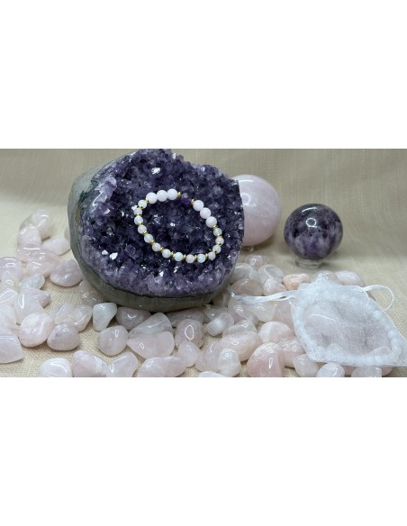 Bracelet Amour & Intuition – Quartz Rose, Pierre de Lune & Améthyste