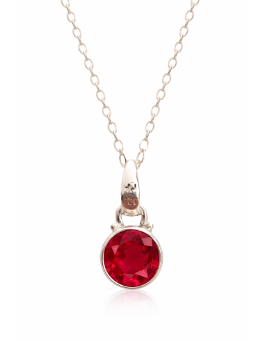 Pendentif cerclé en argent et rubis avec sa chaîne - Élégance et éclat pour sublimer votre tenue