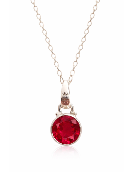 Pendentif cerclé en argent et rubis avec sa chaîne - Élégance et éclat pour sublimer votre tenue