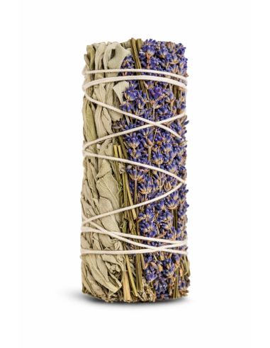 Fagot de sauge blanche et lavande pour purification et relaxation