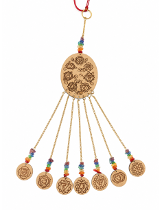 Suspension 7 Chakras en Bois & Pierres Naturelles
