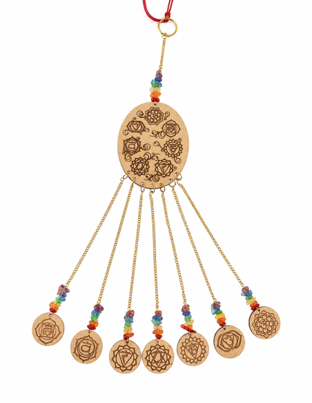 Suspension 7 Chakras en Bois & Pierres Naturelles