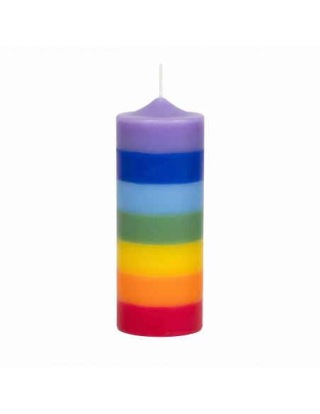 Bougie préparée des 7 chakras avec pierres pour une harmonie énergétique optimale