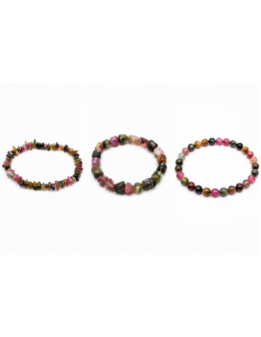 Bracelet Tourmaline Multicolore Baroque, Nugget et Boule – Protection et Harmonie Énergétique