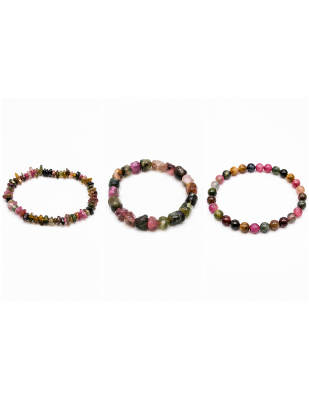 Bracelet Tourmaline Multicolore Baroque, Nugget et Boule – Protection et Harmonie Énergétique