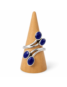 Bague réglable en Argent et Lapis Lazuli facettée