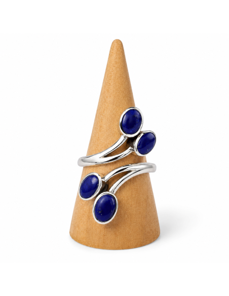Bague réglable en Argent et Lapis Lazuli facettée