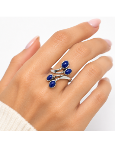 Bague réglable en Argent et Lapis Lazuli facettée