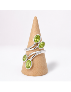 Bague réglable en Argent et Péridot facettée