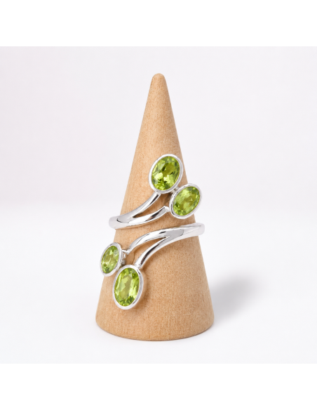 Bague réglable en Argent et Péridot facettée