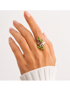Bague réglable en Argent et Péridot facettée 2