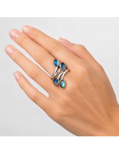 Bague réglable en Argent et Labradorite facettée 2