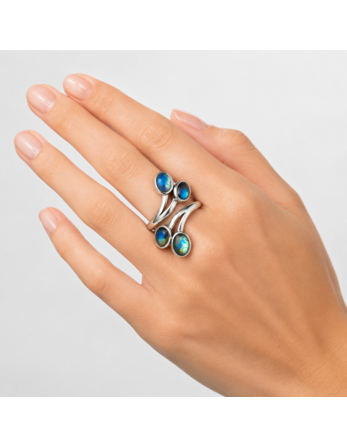 Bague réglable en Argent et Labradorite facettée