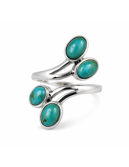 Bague réglable en Argent et Turquoise