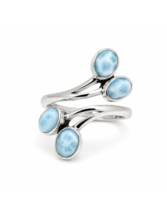 Bague réglable en Argent et Larimar 2