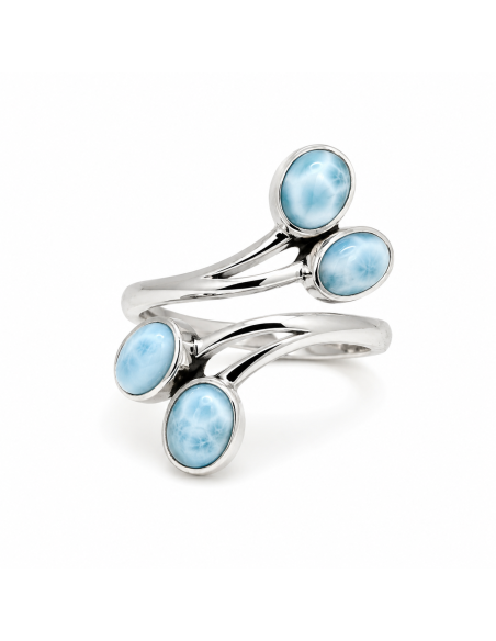 Bague réglable en Argent et Larimar