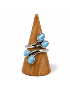 Bague réglable en Argent et Larimar