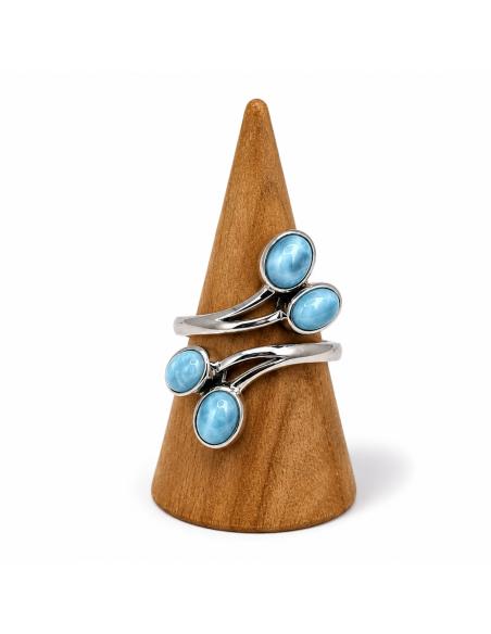 Bague réglable en Argent et Larimar
