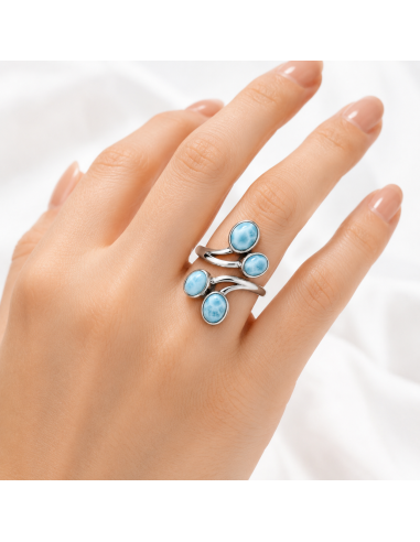 Bague réglable en Argent et Larimar