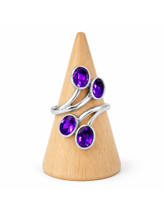 Bague réglable en Argent et Améthyste facettée