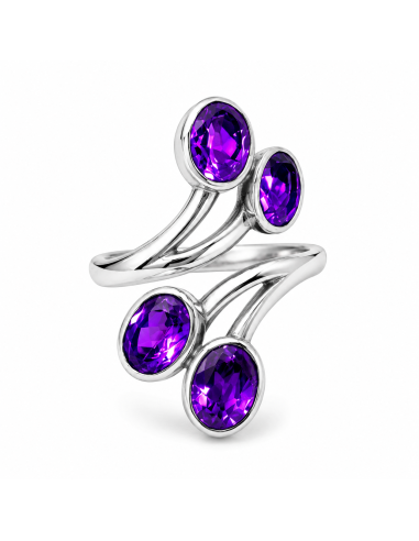 Bague réglable en Argent et Améthyste facettée