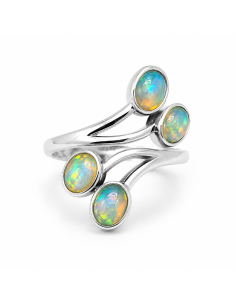 Bague réglable en Argent et Opale naturelle 2