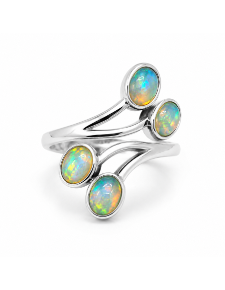 Bague réglable en argent 925 avec Opale naturelle