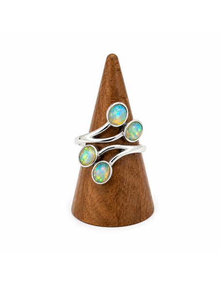 Bague réglable en Argent et Opale naturelle