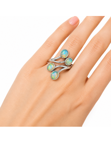 Bague réglable en Argent et Opale naturelle