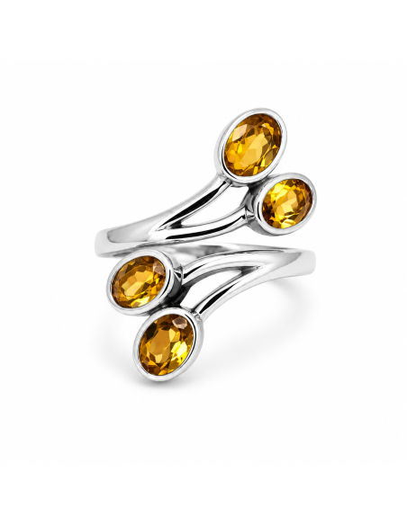 Bague réglable en Argent et Citrine facettée