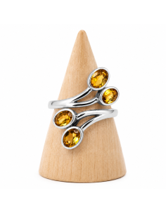 Bague réglable en Argent et Citrine facettée