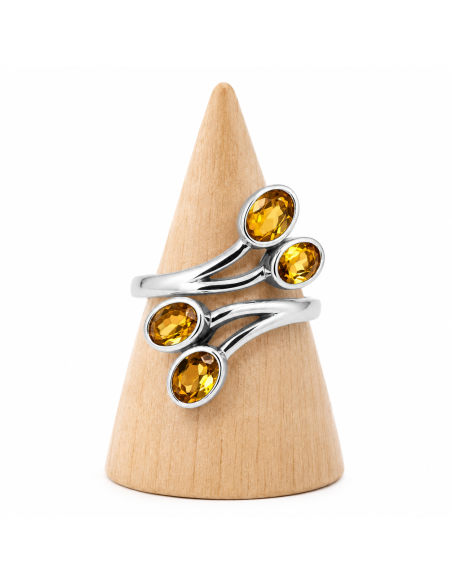 Bague réglable en Argent et Citrine facettée