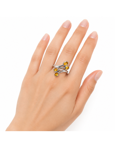Bague réglable en Argent et Citrine facettée