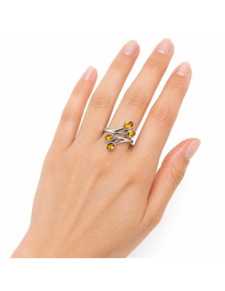 Bague réglable en Argent et Citrine facettée