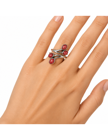 Bague réglable en argent 925 avec Rhodocrosite naturelle