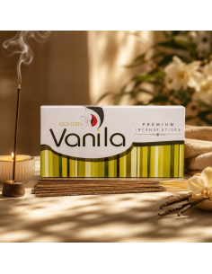 Boite d'encens GOLDEN Vanille - 12 étuis de 15 grammes pour une ambiance apaisante et parfumée 2