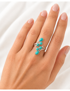 Bague réglable grappe en argent et Turquénite 2