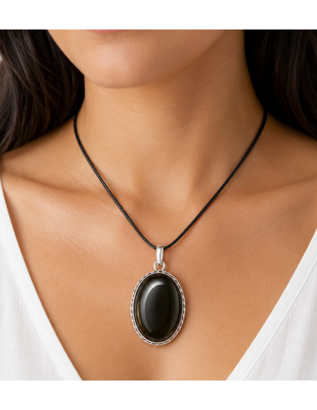 Pendentif en Obsidienne larme d'apache