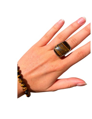 Bague auto-réglable en Oeil de tigre - encens.business