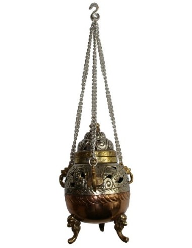 Photo de Encensoir tibétain en cuivre antique avec chaine - encens.business - Boutique ésotérique en ligne - vente de Encensoir tibéta