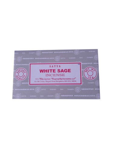 Photo de Boite d'encens 12 étuis de 15 grammes SATYA WHITE SAGE - encens.business - Boutique ésotérique en ligne - vente de Boite d'en